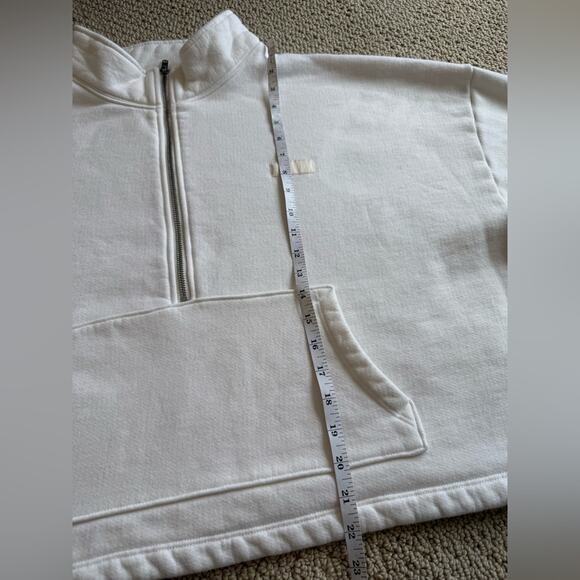 Set Active Women's Half Zip Pullover White Size XL Comfy Cotton Spring Pocket - Picture 5 of 8